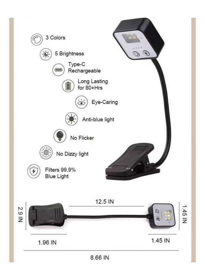 Rechargeable Book Lights for Reading at Night in Bed Rechargeable LED Book Light with Memory Function Lightweight Booklight Bulk Clip on Small Travel Reading Lamps for Book Lovers USB Charging - Image 3